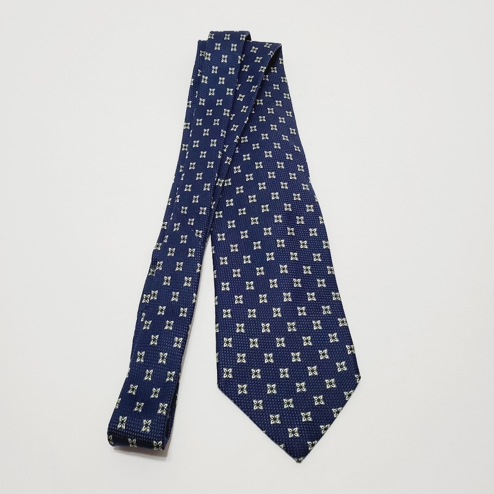 Cremieux Blue Geometric Men's Designer Silk Necktie Jacquard Fabric 57x3.75" - Picture 4 of 5